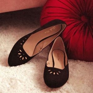 Black Suede Ballet Flats (Charlie Stone, US 8.5)